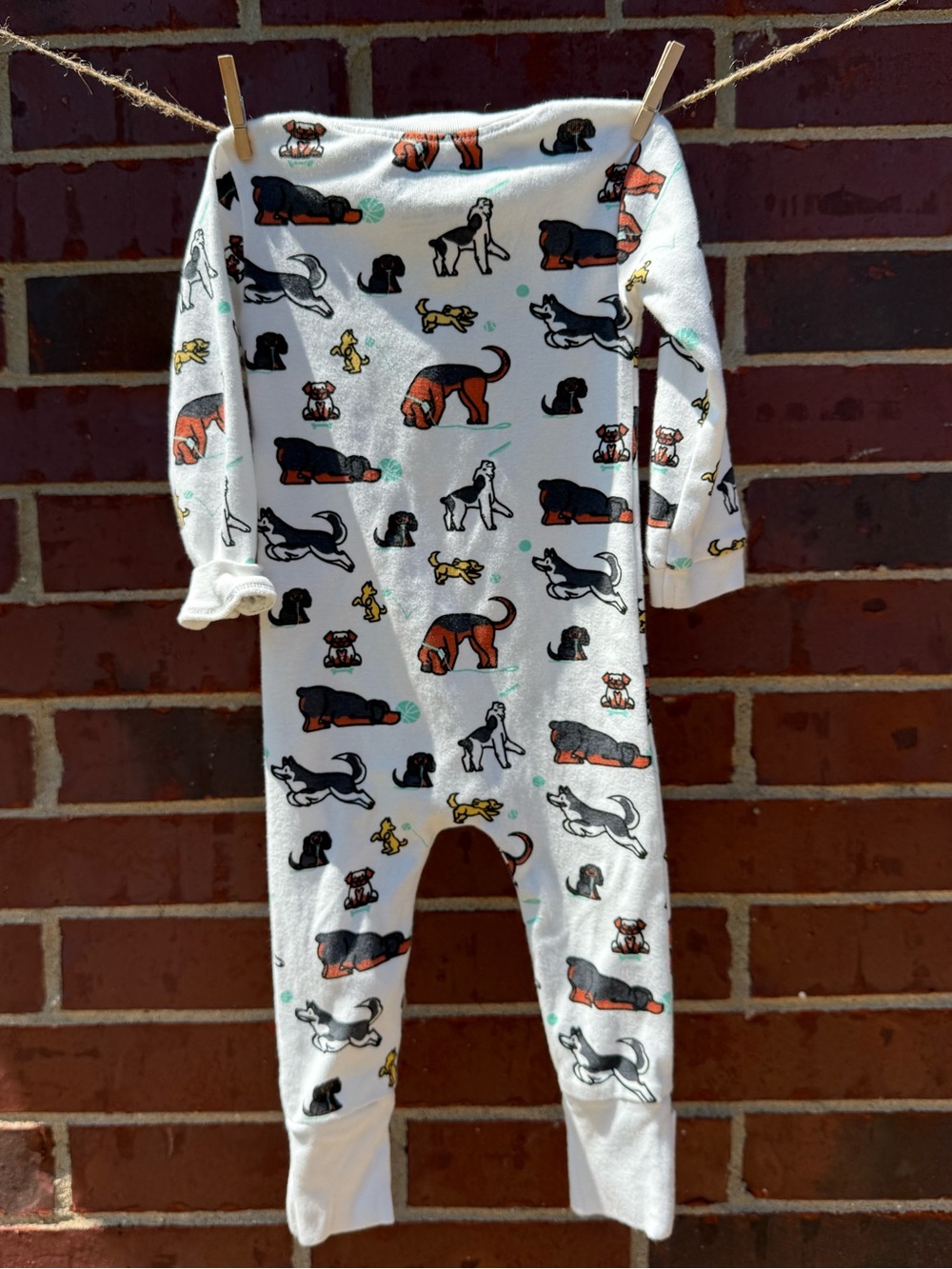monica + andy White Dog Print Zip-Front Footie Pajamas for Kids - Picture 2 of 3